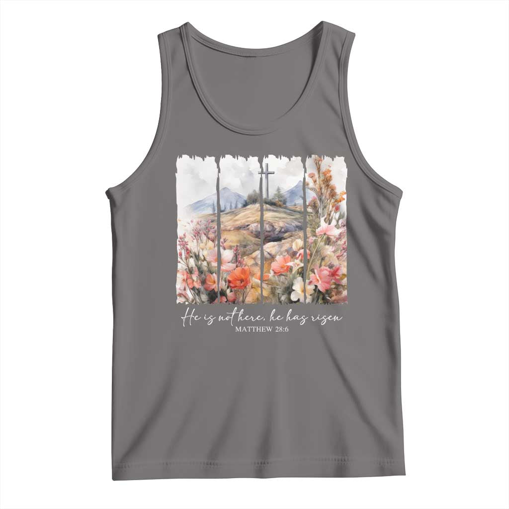 He Is Not Here He Has Risen Tank Top Christian Easter Religious Bible Verse TS11 Deep Heather Print Your Wear