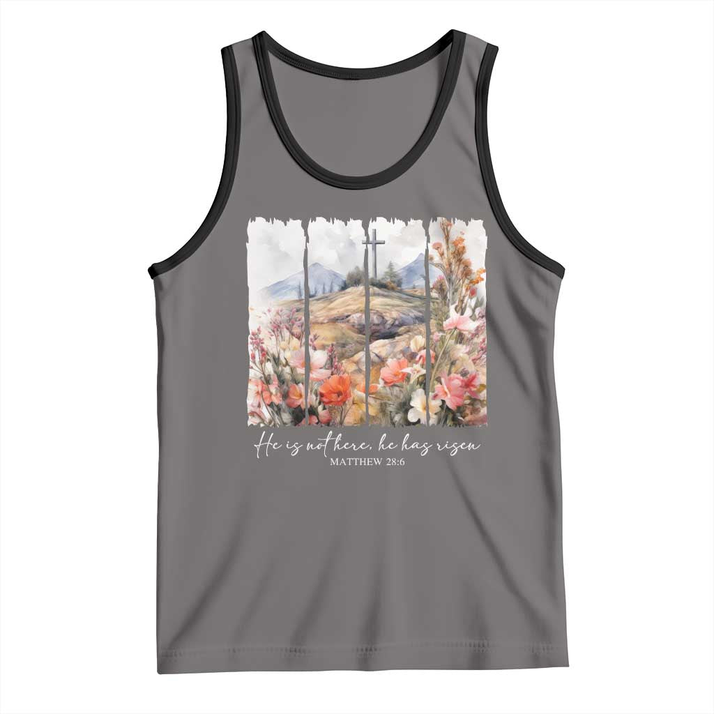 He Is Not Here He Has Risen Tank Top Christian Easter Religious Bible Verse TS11 Deep Heather Black Print Your Wear