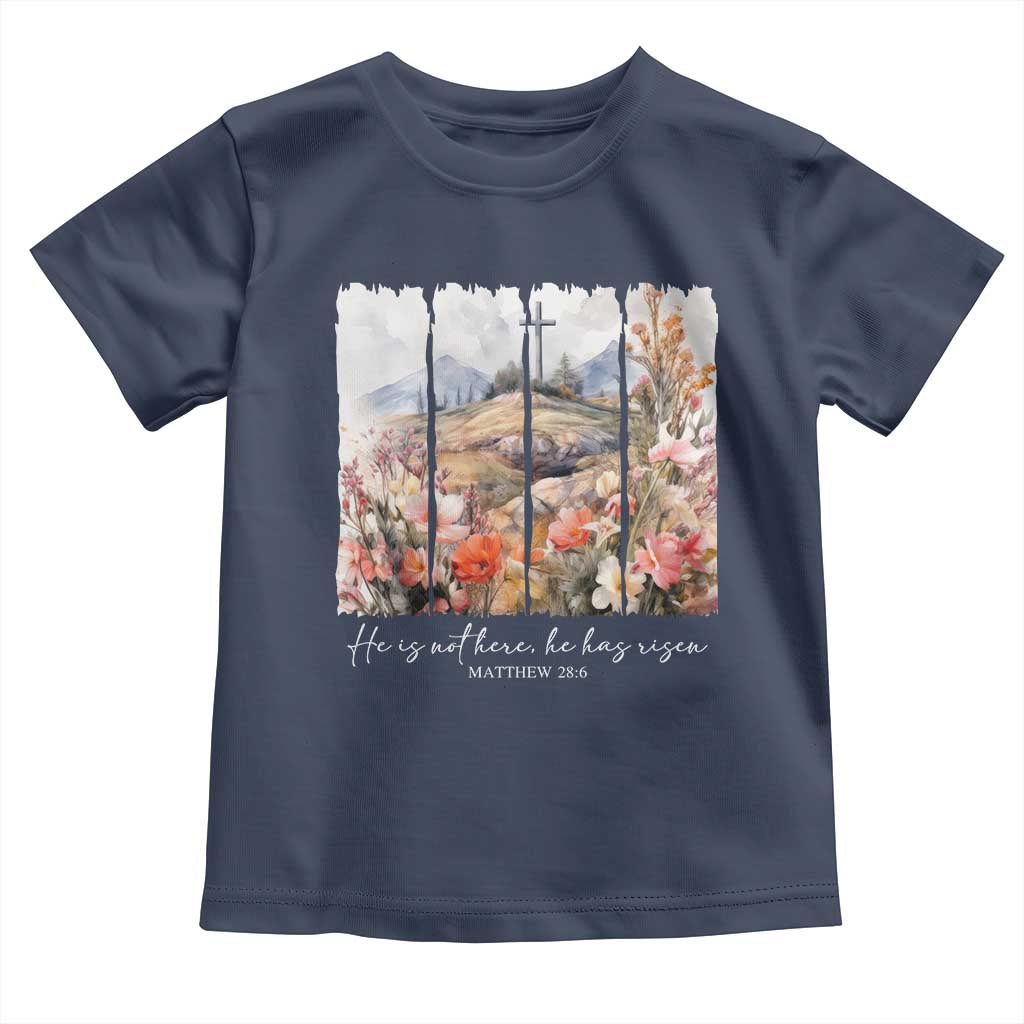 He Is Not Here He Has Risen Toddler T Shirt Christian Easter Religious Bible Verse TS11 Navy Print Your Wear
