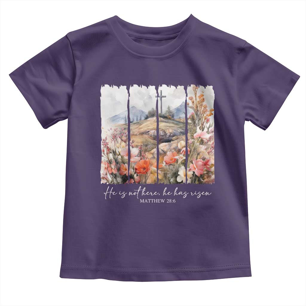 He Is Not Here He Has Risen Toddler T Shirt Christian Easter Religious Bible Verse TS11 Purple Print Your Wear