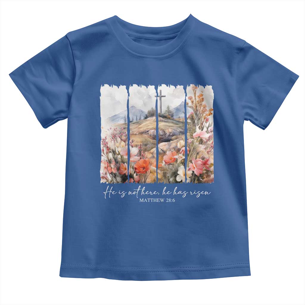 He Is Not Here He Has Risen Toddler T Shirt Christian Easter Religious Bible Verse TS11 Royal Blue Print Your Wear