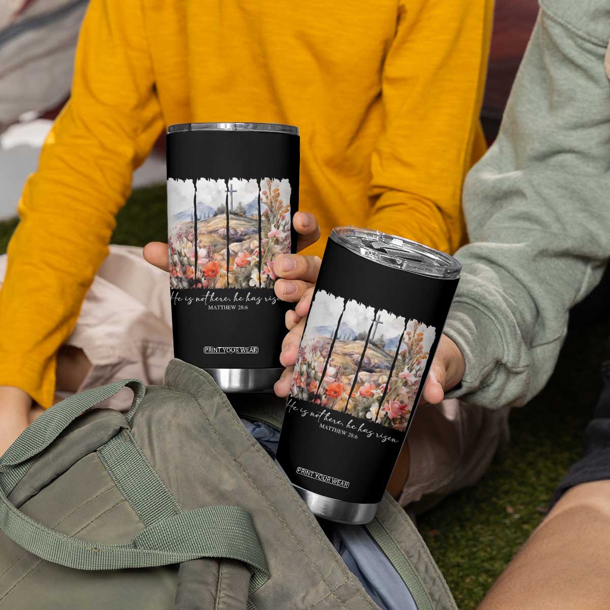 He Is Not Here He Has Risen Tumbler Cup Christian Easter Religious Bible Verse TS11 Print Your Wear