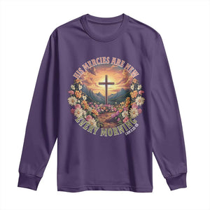 His Mercies Are New Every Morning Long Sleeve Shirt Good Friday Religious Christian Bible Verse TS11 Purple Print Your Wear