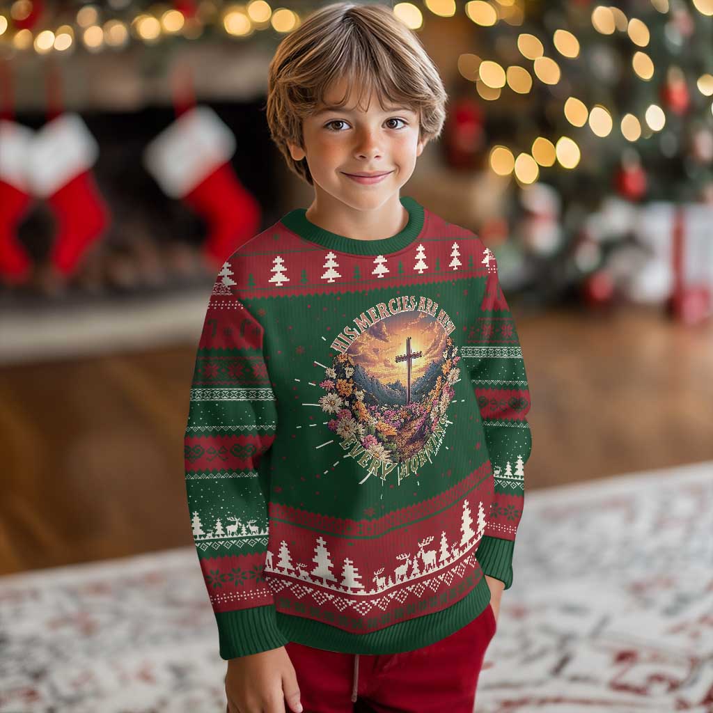 His Mercies Are New Every Morning Knit Sweatshirt Good Friday Religious Christian Bible Verse TS11 Christmas Print Your Wear