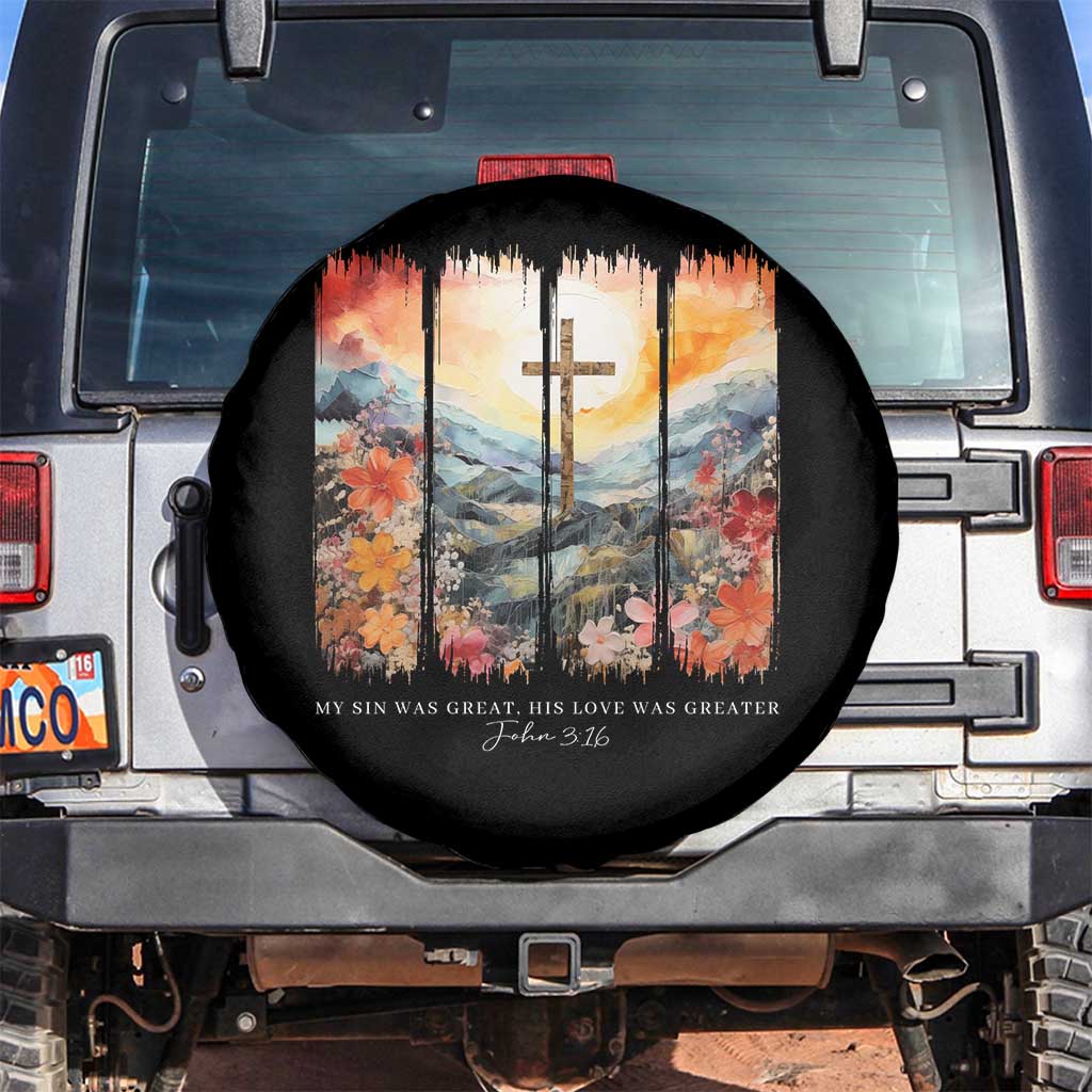My Sin Was Great His Love Was Greater Spare Tire Cover Christian Easter Religious Bible Verse TS11 No hole Black Print Your Wear