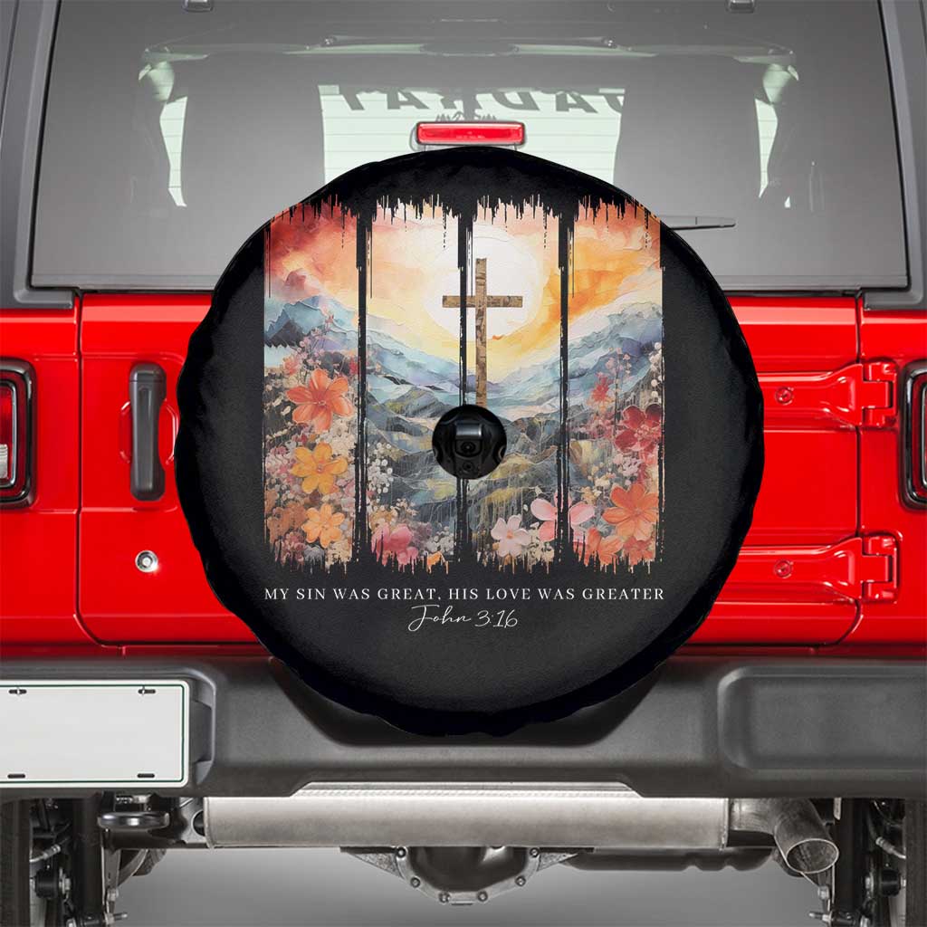 My Sin Was Great His Love Was Greater Spare Tire Cover Christian Easter Religious Bible Verse TS11 Black Print Your Wear