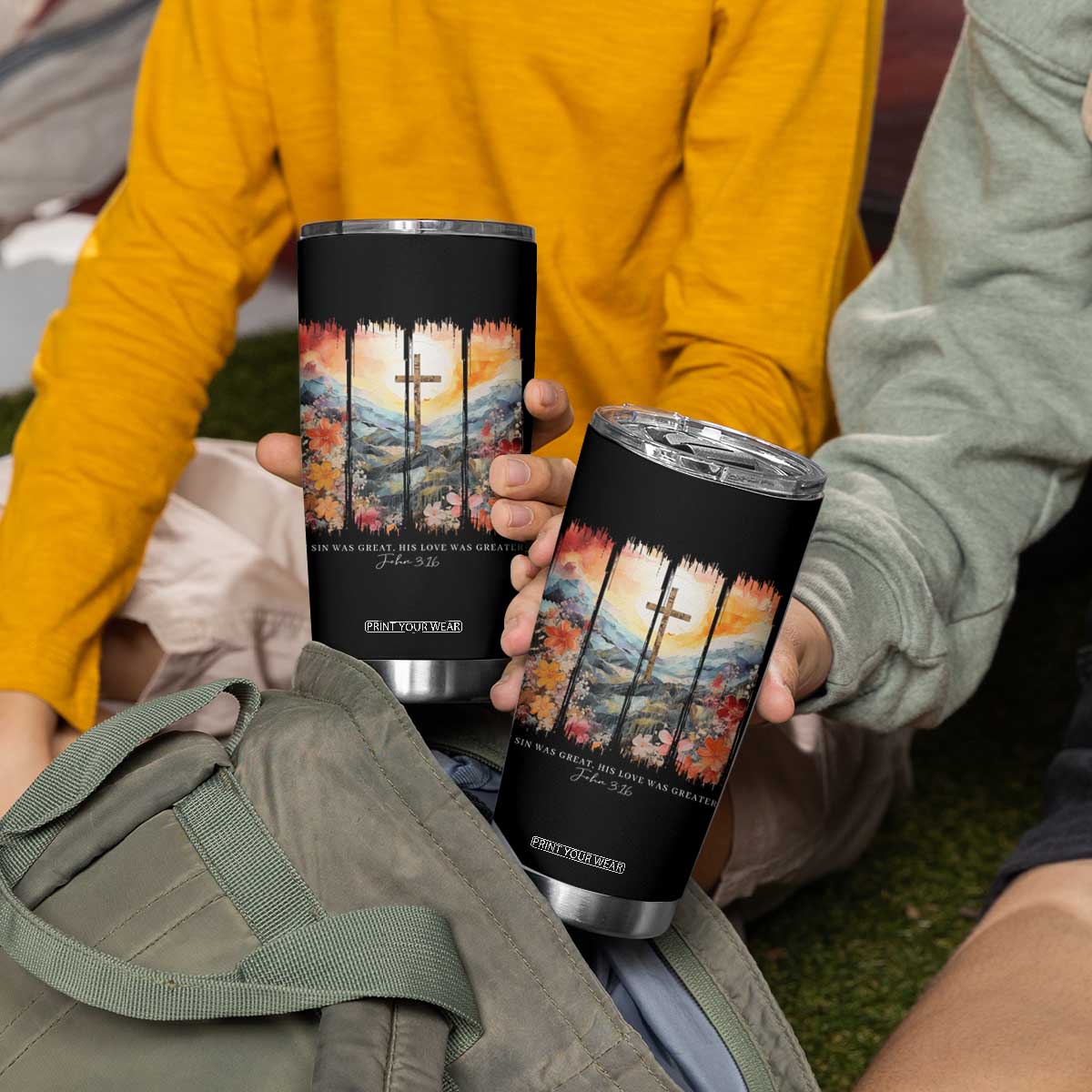 My Sin Was Great His Love Was Greater Tumbler Cup Christian Easter Religious Bible Verse TS11 Print Your Wear