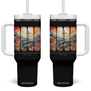 My Sin Was Great His Love Was Greater Tumbler With Handle Christian Easter Religious Bible Verse TS11 One Size: 40 oz Black Print Your Wear