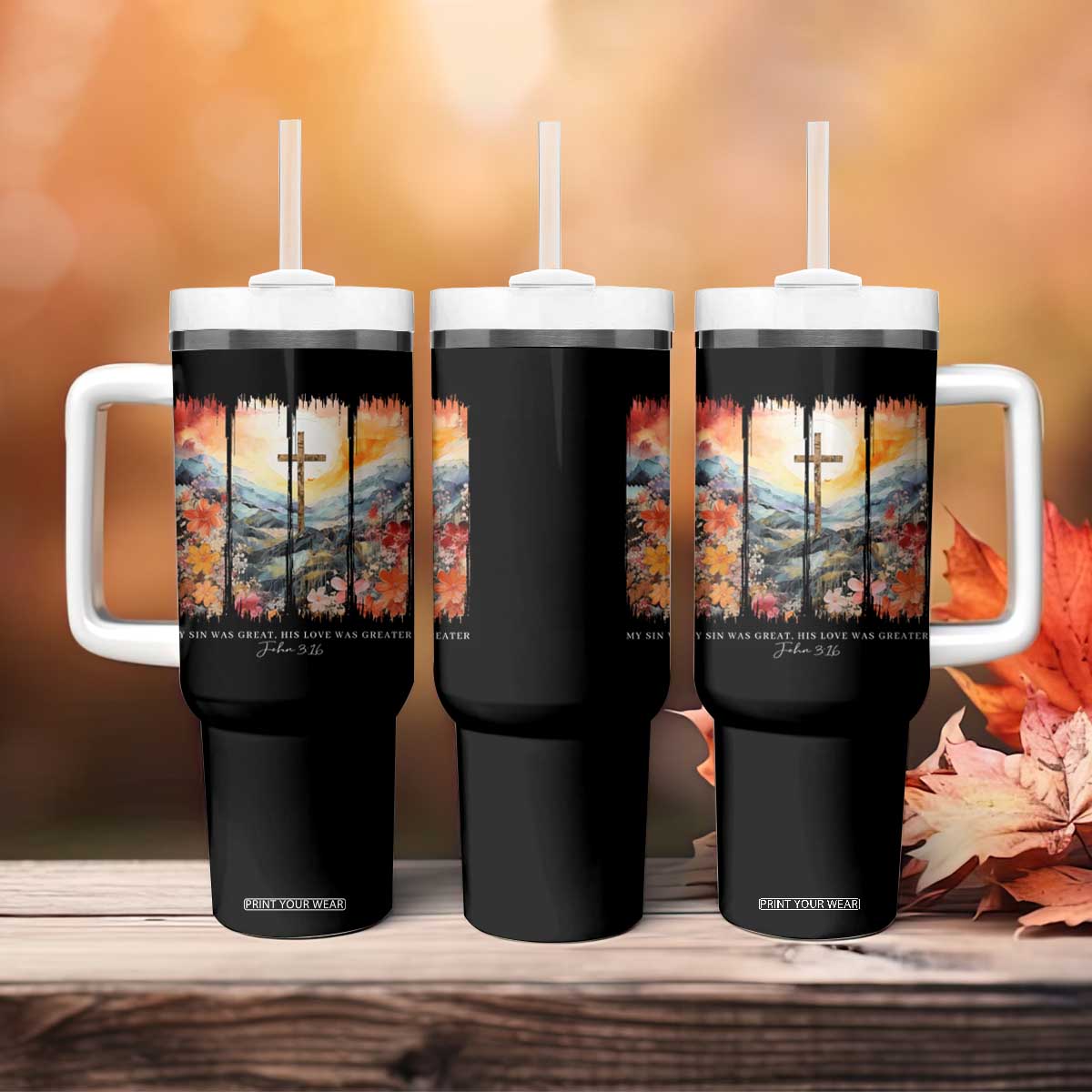 My Sin Was Great His Love Was Greater Tumbler With Handle Christian Easter Religious Bible Verse TS11 Print Your Wear