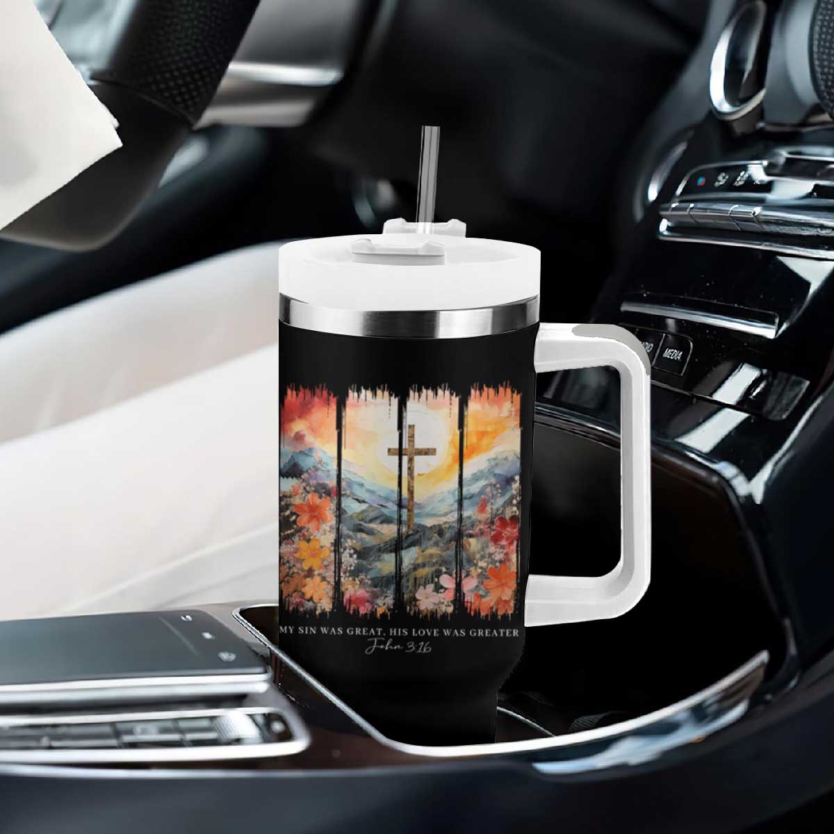 My Sin Was Great His Love Was Greater Tumbler With Handle Christian Easter Religious Bible Verse TS11 Print Your Wear