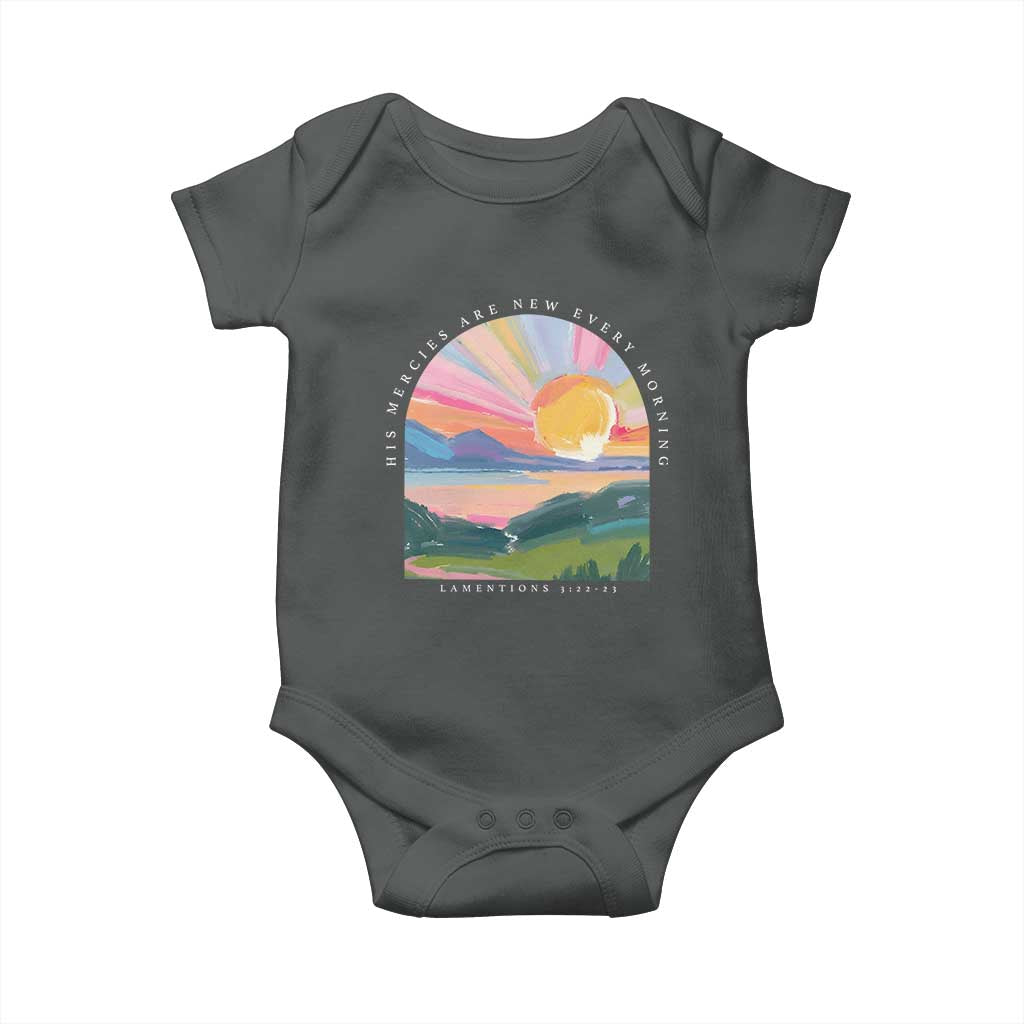 His Mercies Are New Every Morning Baby Onesie Religious Christian Bible Verse TS11 Dark Heather Print Your Wear