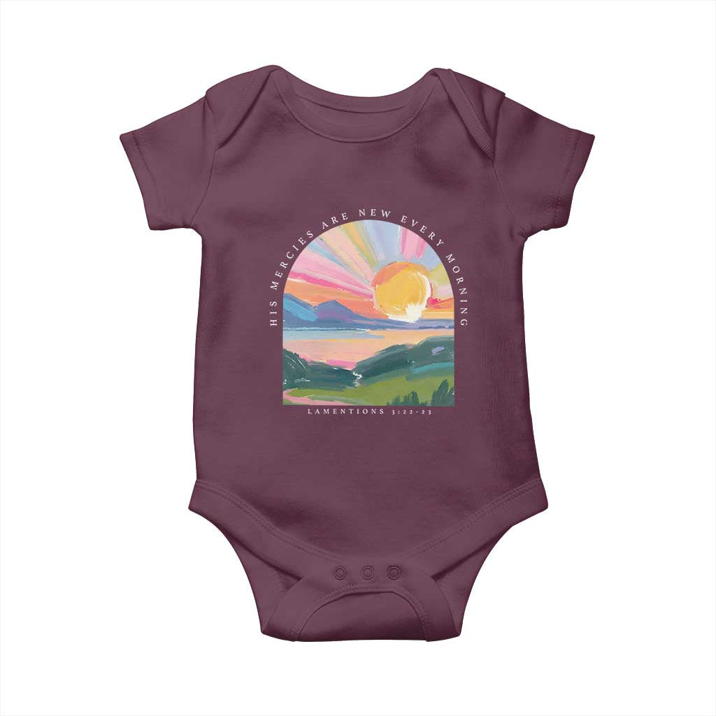 His Mercies Are New Every Morning Baby Onesie Religious Christian Bible Verse TS11 Maroon Print Your Wear
