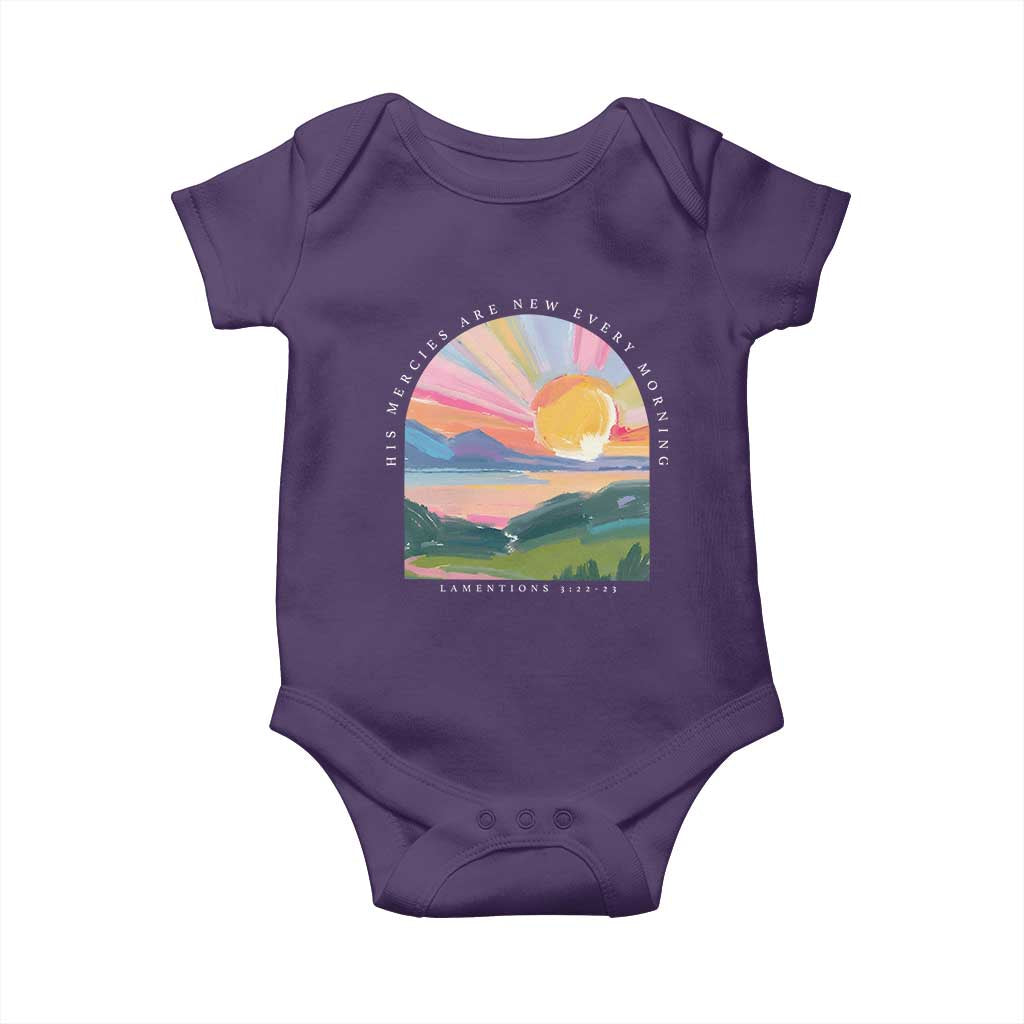 His Mercies Are New Every Morning Baby Onesie Religious Christian Bible Verse TS11 Purple Print Your Wear