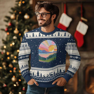 His Mercies Are New Every Morning Ugly Christmas Sweater Religious Christian Bible Verse TS11 Navy Beige Print Your Wear