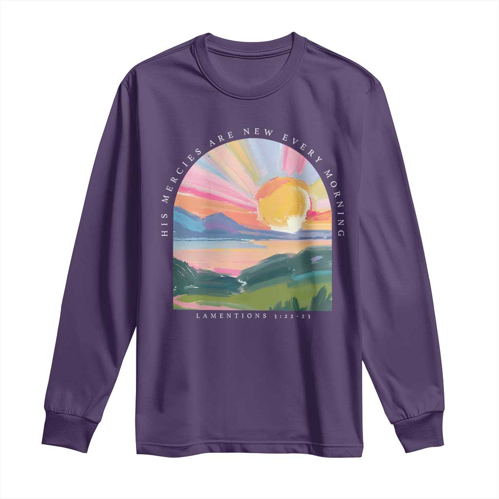 His Mercies Are New Every Morning Long Sleeve Shirt Religious Christian Bible Verse TS11 Purple Print Your Wear