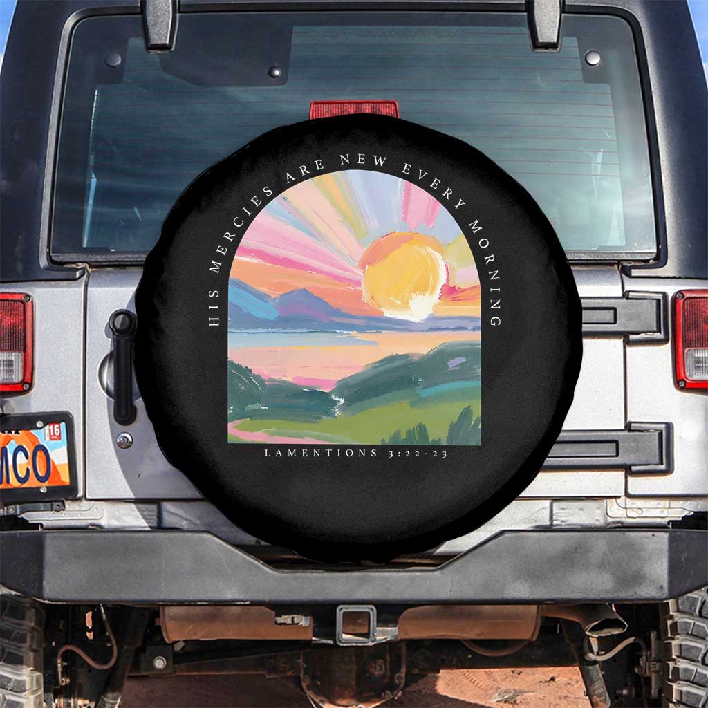 His Mercies Are New Every Morning Spare Tire Cover Religious Christian Bible Verse TS11 No hole Black Print Your Wear