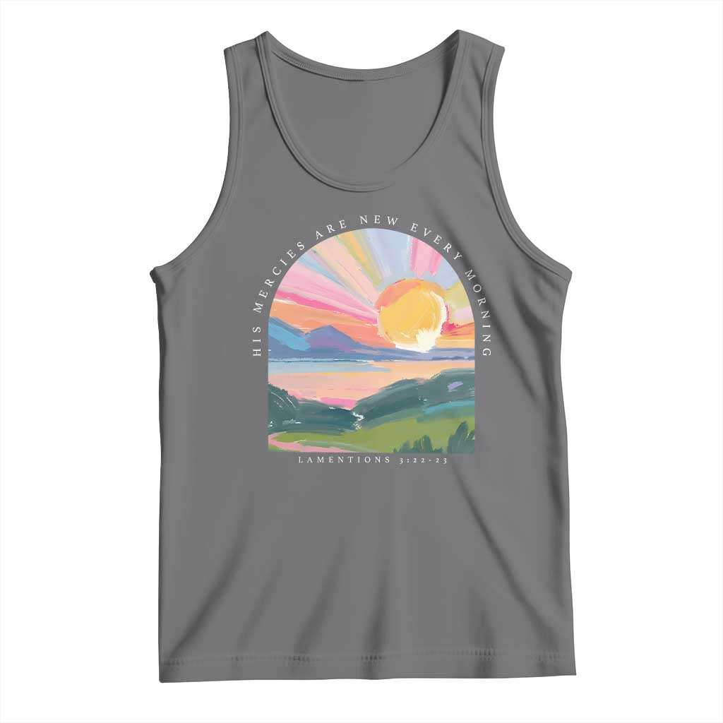 His Mercies Are New Every Morning Tank Top Religious Christian Bible Verse TS11 Black Heather Print Your Wear