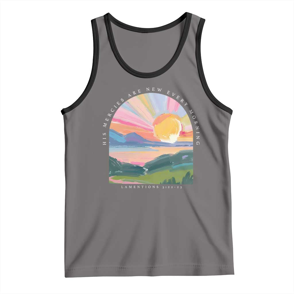 His Mercies Are New Every Morning Tank Top Religious Christian Bible Verse TS11 Deep Heather Black Print Your Wear