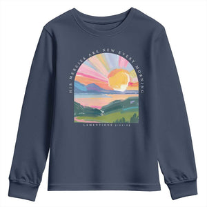 His Mercies Are New Every Morning Youth Sweatshirt Religious Christian Bible Verse TS11 Navy Print Your Wear
