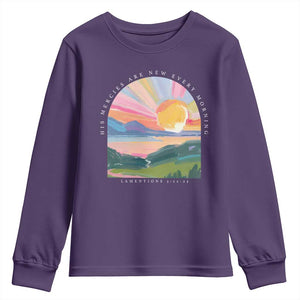 His Mercies Are New Every Morning Youth Sweatshirt Religious Christian Bible Verse TS11 Purple Print Your Wear
