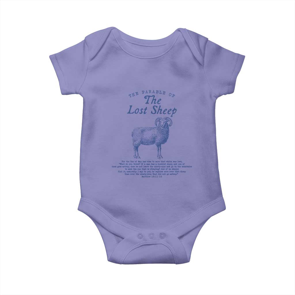 The Parable Of The Lost Sheep Baby Onesie Christian Bible Verse Matthew 18 TS11 Violet Print Your Wear