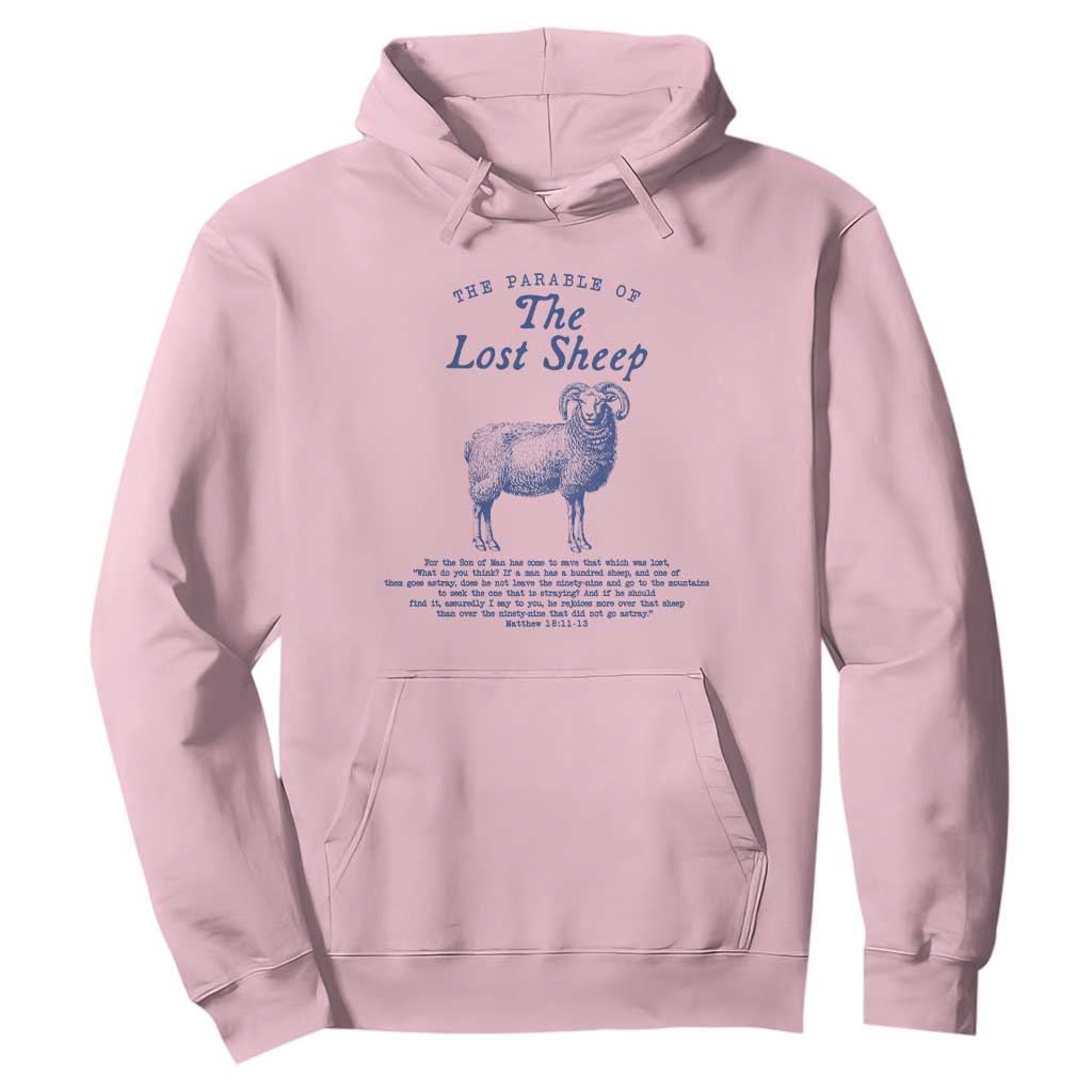 The Parable Of The Lost Sheep Hoodie Christian Bible Verse Matthew 18 TS11 Light Pink Print Your Wear