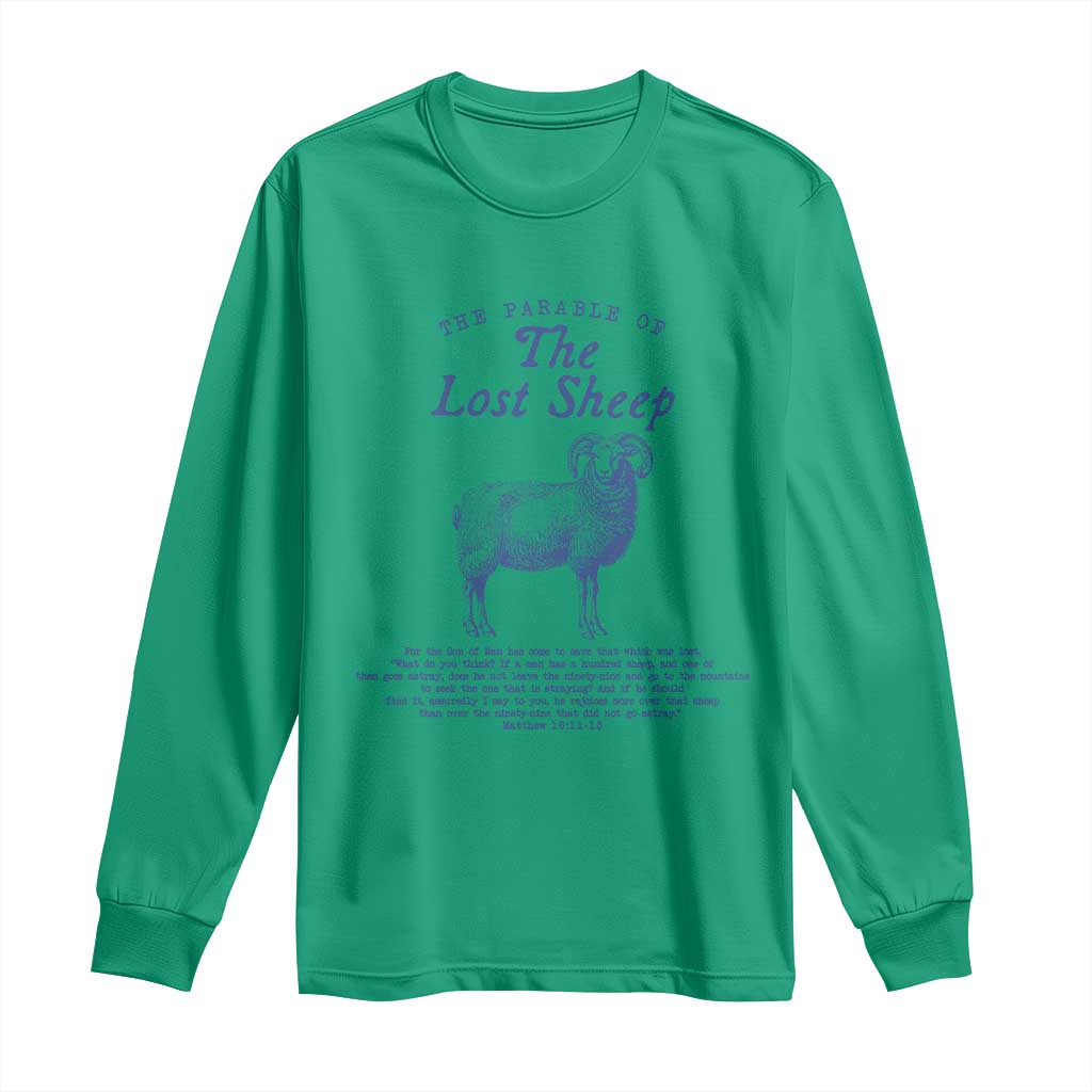 The Parable Of The Lost Sheep Long Sleeve Shirt Christian Bible Verse Matthew 18 TS11 Irish Green Print Your Wear