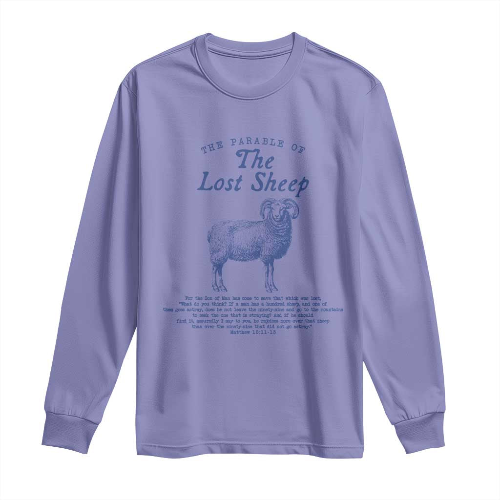 The Parable Of The Lost Sheep Long Sleeve Shirt Christian Bible Verse Matthew 18 TS11 Violet Print Your Wear