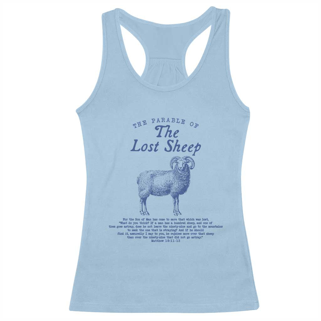 The Parable Of The Lost Sheep Racerback Tank Top Christian Bible Verse Matthew 18 TS11 Light Blue Print Your Wear