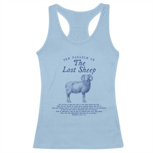 The Parable Of The Lost Sheep Racerback Tank Top Christian Bible Verse Matthew 18 TS11 Light Blue Print Your Wear