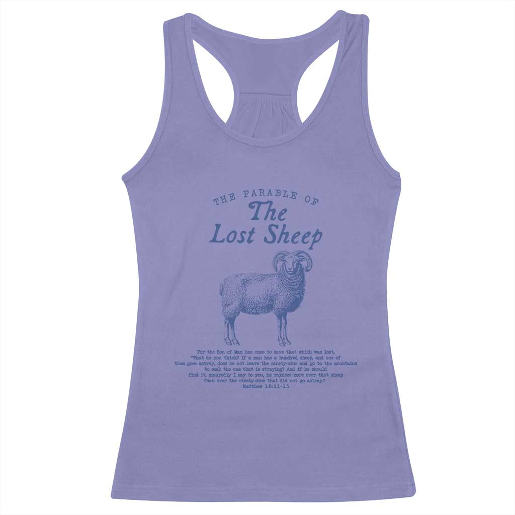 The Parable Of The Lost Sheep Racerback Tank Top Christian Bible Verse Matthew 18 TS11 Violet Print Your Wear