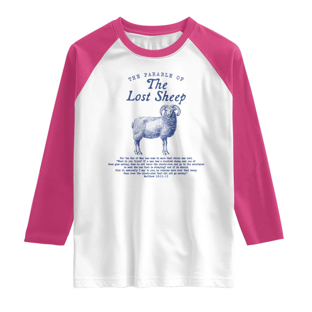 The Parable Of The Lost Sheep Raglan Shirt Christian Bible Verse Matthew 18 TS11 White Heliconia Print Your Wear