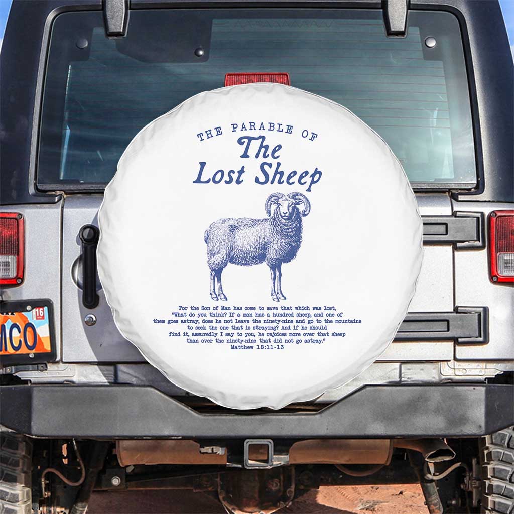 The Parable Of The Lost Sheep Spare Tire Cover Christian Bible Verse Matthew 18 TS11 No hole White Print Your Wear