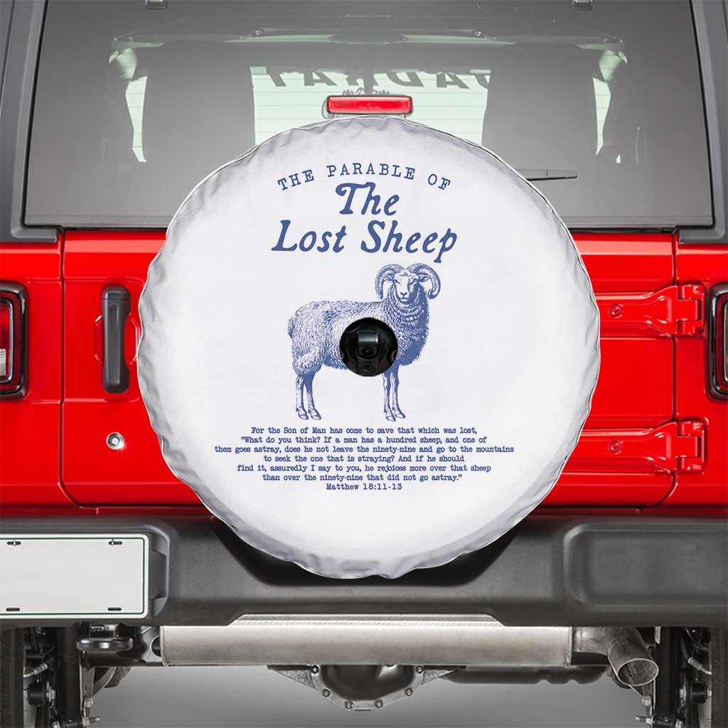 The Parable Of The Lost Sheep Spare Tire Cover Christian Bible Verse Matthew 18 TS11 White Print Your Wear