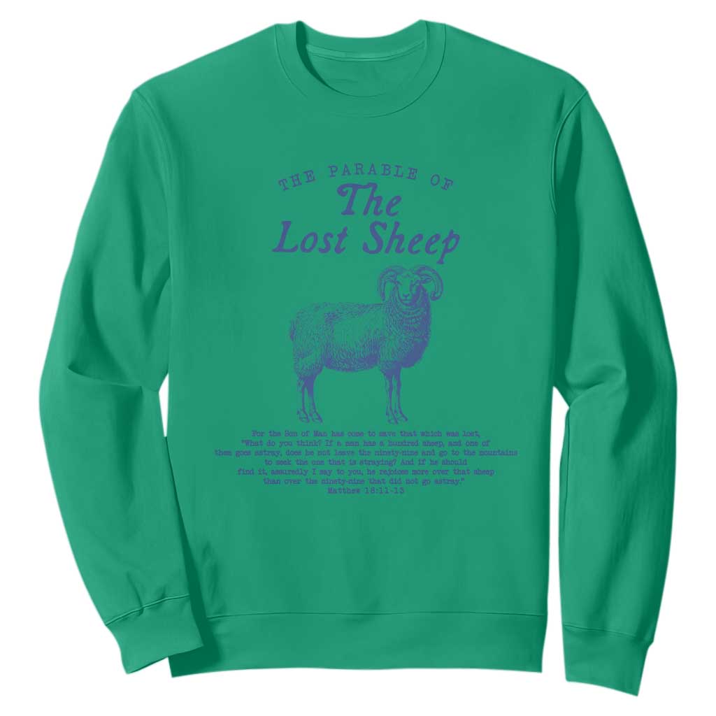 The Parable Of The Lost Sheep Sweatshirt Christian Bible Verse Matthew 18 TS11 Irish Green Print Your Wear