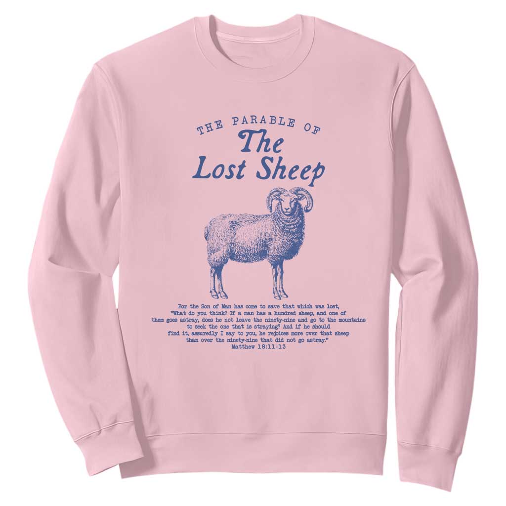 The Parable Of The Lost Sheep Sweatshirt Christian Bible Verse Matthew 18 TS11 Light Pink Print Your Wear