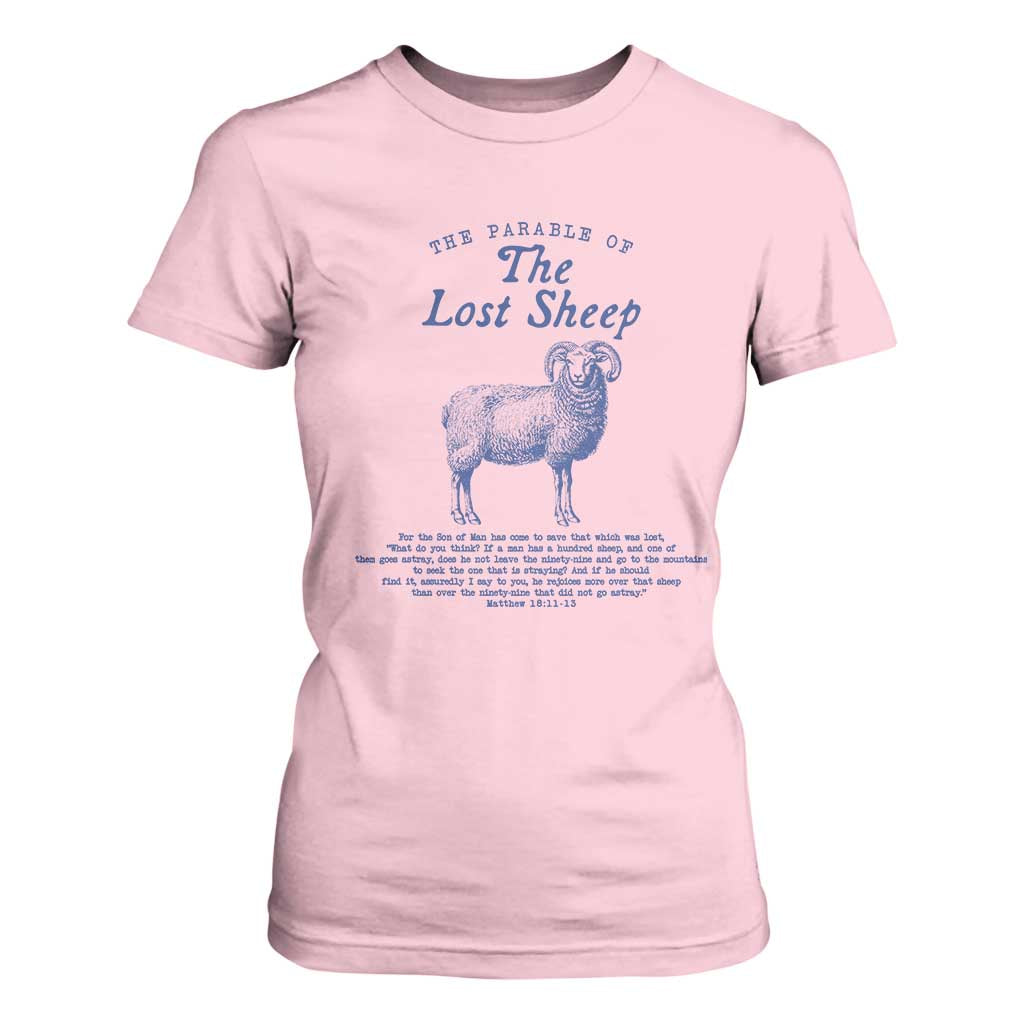 The Parable Of The Lost Sheep T Shirt For Women Christian Bible Verse Matthew 18 TS11 Light Pink Print Your Wear