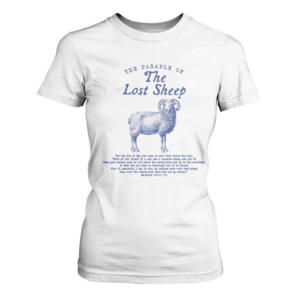The Parable Of The Lost Sheep T Shirt For Women Christian Bible Verse Matthew 18 TS11 White Print Your Wear