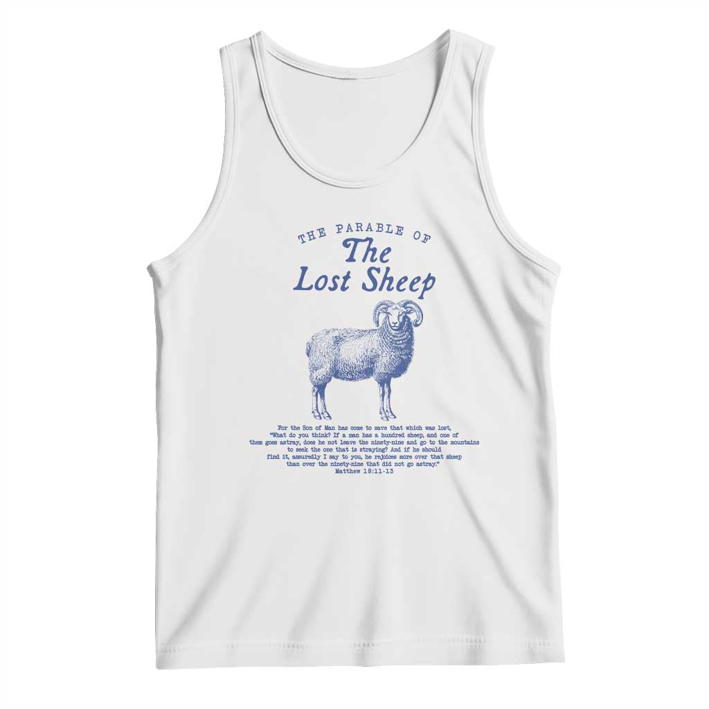 The Parable Of The Lost Sheep Tank Top Christian Bible Verse Matthew 18 TS11 White Print Your Wear