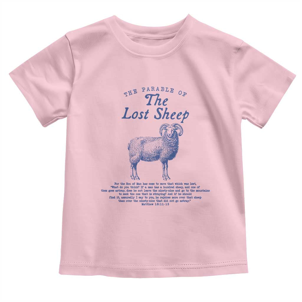 The Parable Of The Lost Sheep Toddler T Shirt Christian Bible Verse Matthew 18 TS11 Light Pink Print Your Wear