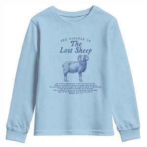 The Parable Of The Lost Sheep Youth Sweatshirt Christian Bible Verse Matthew 18 TS11 Light Blue Print Your Wear