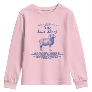 The Parable Of The Lost Sheep Youth Sweatshirt Christian Bible Verse Matthew 18 TS11 Light Pink Print Your Wear