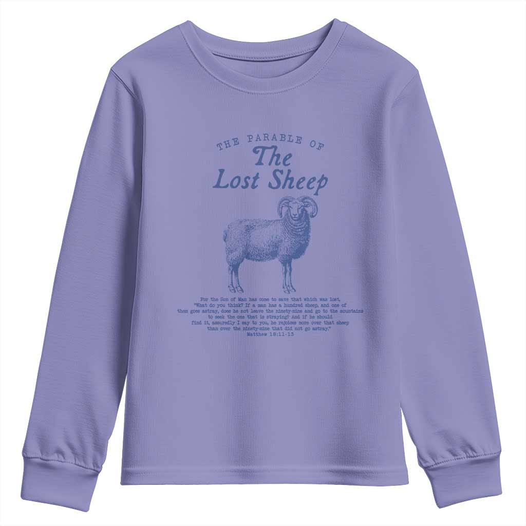 The Parable Of The Lost Sheep Youth Sweatshirt Christian Bible Verse Matthew 18 TS11 Violet Print Your Wear