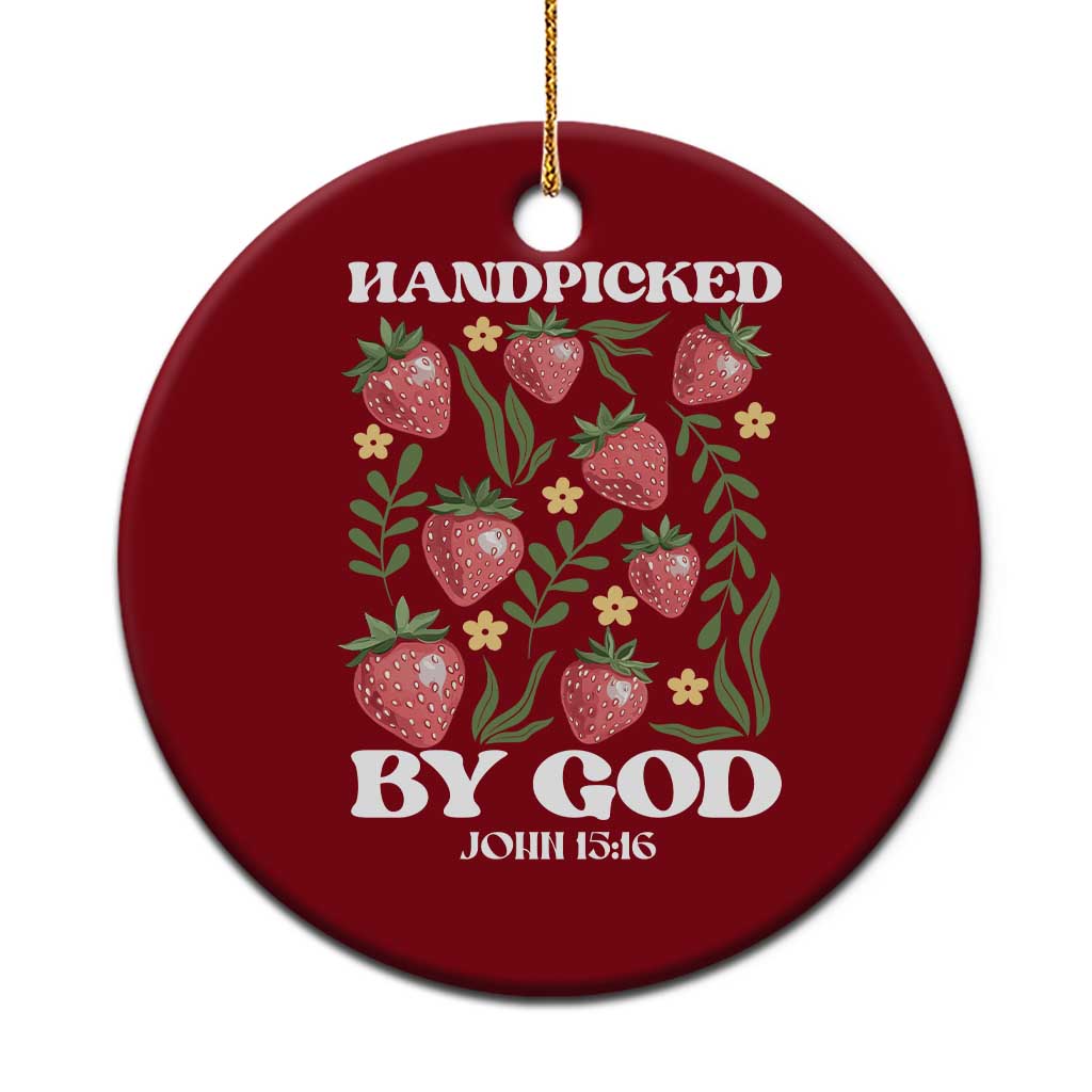 Handpicked By God Ceramic Ornament Religious Christian Bible Verse Strawberries TS11 1pc Red Print Your Wear