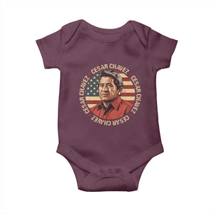 Cesar Chavez Baby Onesie March Holiday Hispanic Heritage American Map TS11 Maroon Print Your Wear