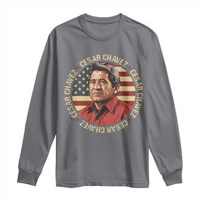 Cesar Chavez Long Sleeve Shirt March Holiday Hispanic Heritage American Map TS11 Charcoal Print Your Wear