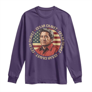 Cesar Chavez Long Sleeve Shirt March Holiday Hispanic Heritage American Map TS11 Purple Print Your Wear