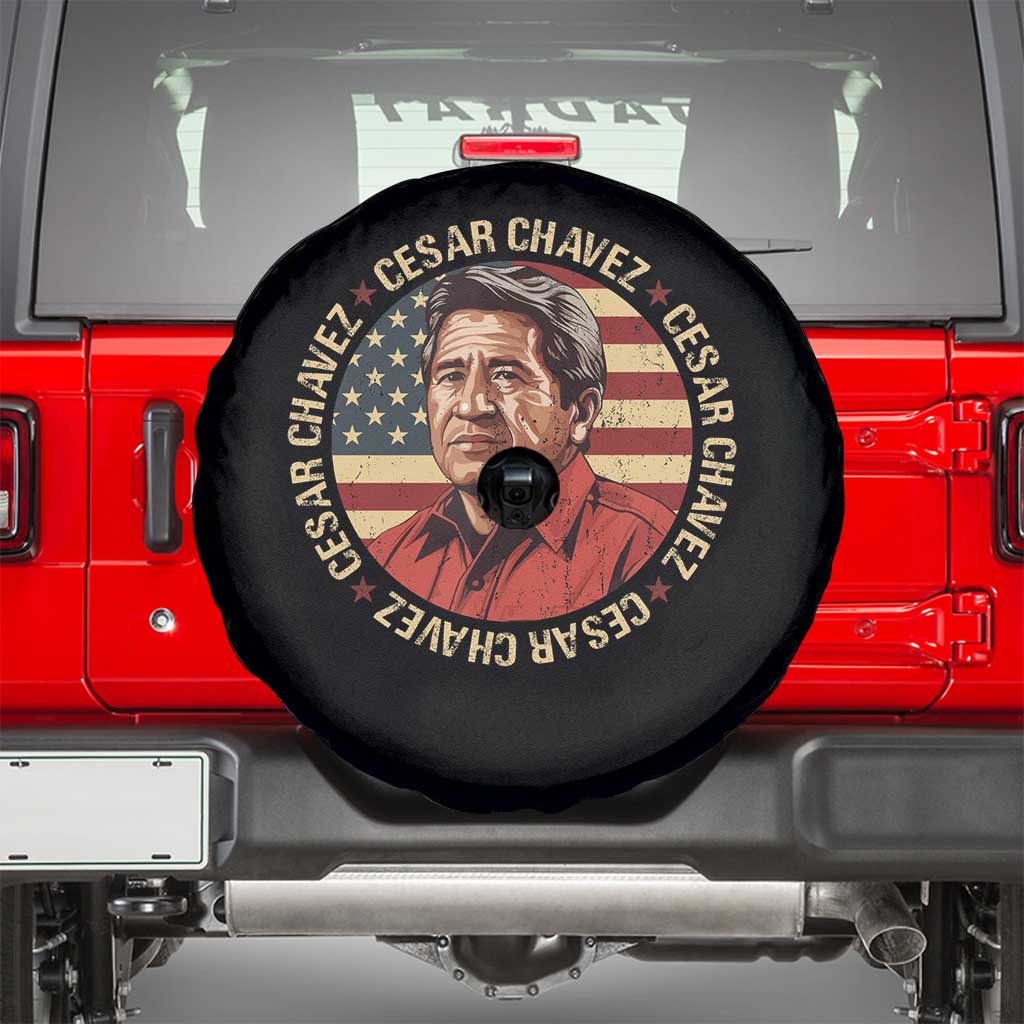 Cesar Chavez Spare Tire Cover March Holiday Hispanic Heritage American Map TS11 Black Print Your Wear