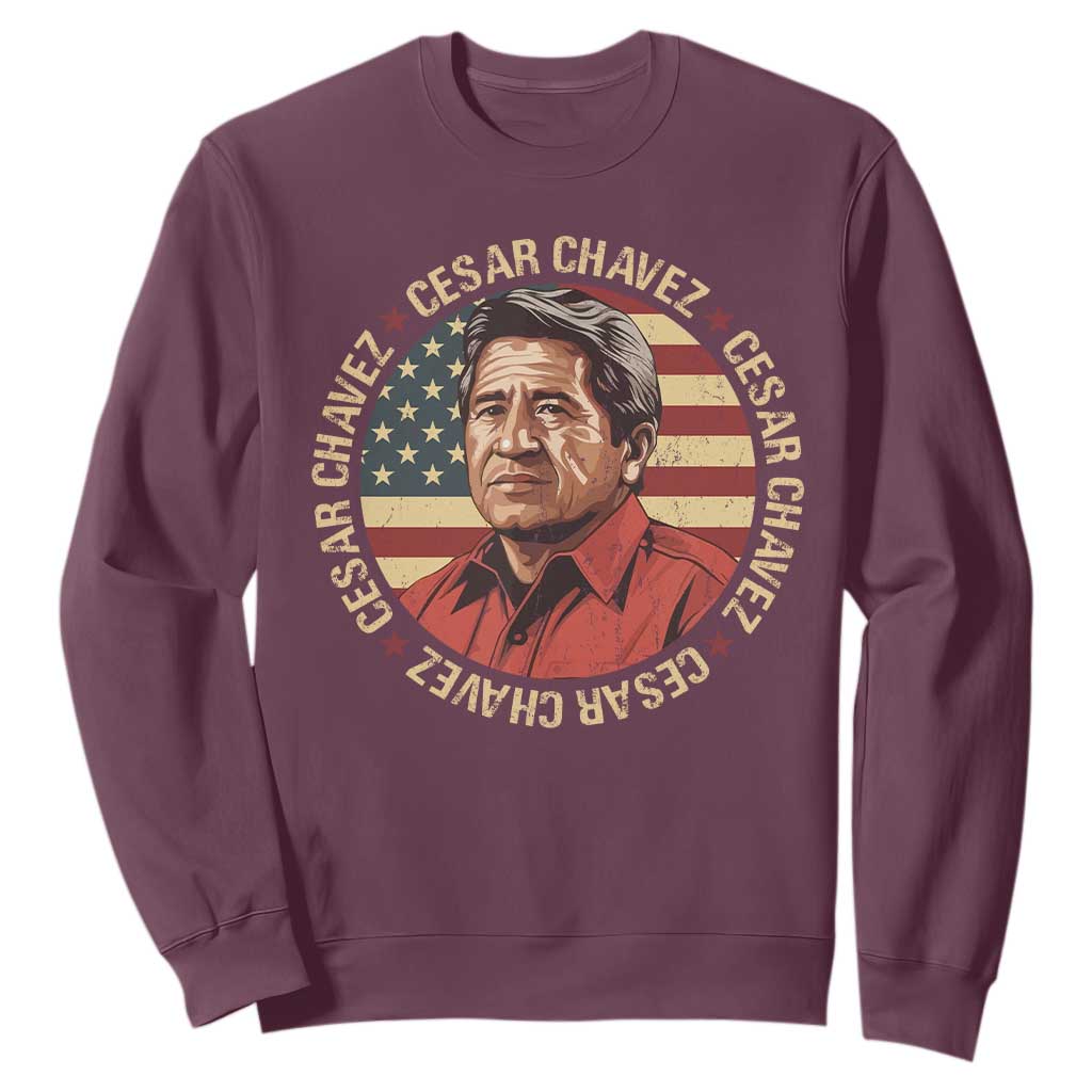 Cesar Chavez Sweatshirt March Holiday Hispanic Heritage American Map TS11 Maroon Print Your Wear