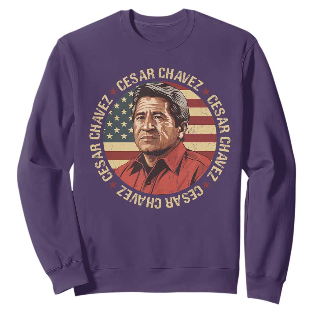 Cesar Chavez Sweatshirt March Holiday Hispanic Heritage American Map TS11 Purple Print Your Wear